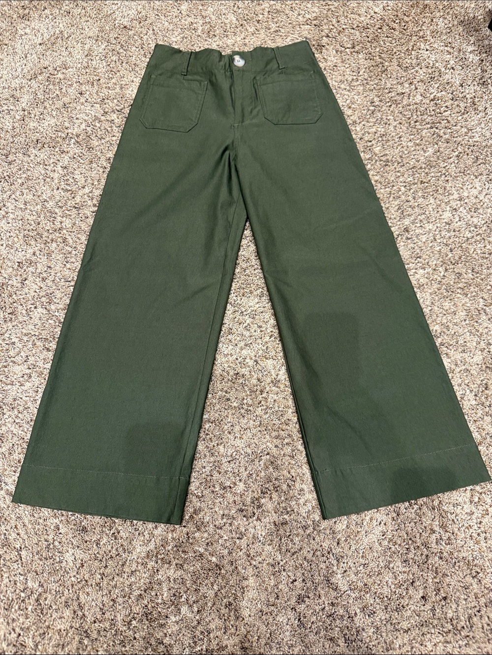 High-Rise Olive Green Boot-Cut Women's Pants
